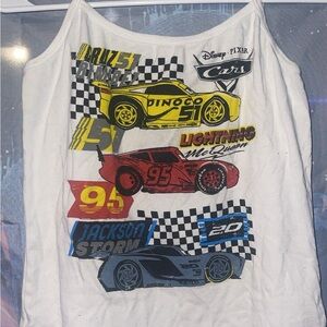 Disney Cars Kids Tank Top - White with Red, Yellow, and Blue Cars